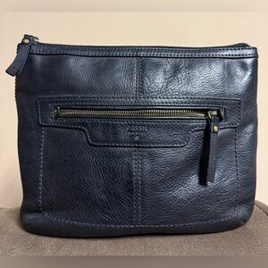 Fossil Black Leather Crossbody Bag